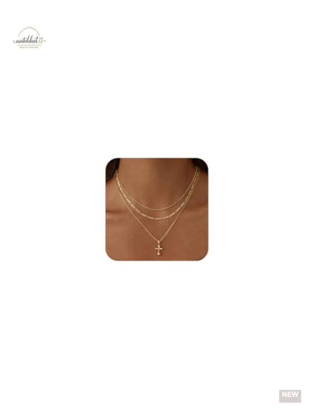 Layered Gold Cross Necklaces for Women, Stack 14K Gold Plated Cubic Zirconia